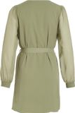 VILA VIFALIA SMOCK V-NECK L/S DRESS - NOOS - Dames - Mini jurken - Groen - Maat 36