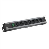 Bachmann stekkerdoos 7x beschermend contact, schakelaar, 19-inch rack compatibel, 2 m