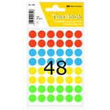 TopStick 1349 multifunctionele labels/markeerpunten rond, set van 10 (Ø 13 mm, 50 velles, papier, mat) zelfklevend, permanente markering stippen voor handschrift, 2400 puntsstickers, kleurrijk