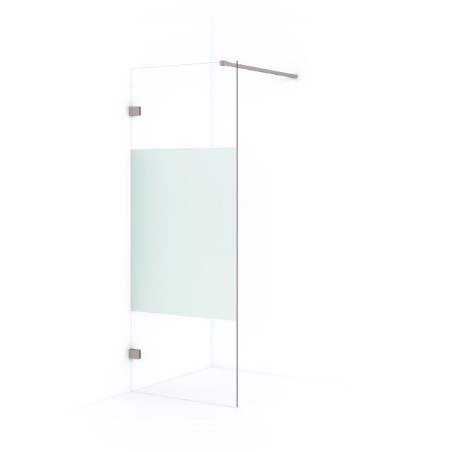 Maxaro Inloopdouche Diamond 80cm 8mm Helder Veiligheidsglas met Matte Strook Geborsteld RVS