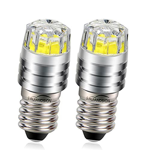 Ruiandsion 2 stuks 2 W COB 3 V E10 LED reservelamp voor zaklamp, wit