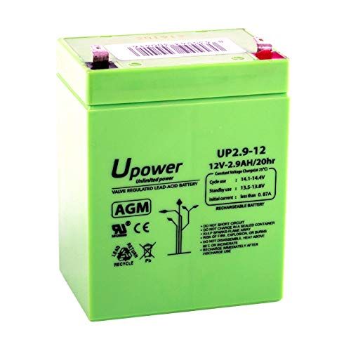U-Power AGM-batterij, 12 V, 2,9 Ah, verzegeld, oplaadbaar, loodzuur, VRLA, Faston F1 (4,8 mm)