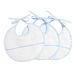 Filet - Set van 3 babyslabbetjes van witte katoenen spons met zak van Aida-stof om te borduren, beschermt jurken tegen vorst, oprisping en speekseling, 100% Made in Italy, kleur wit en hemelsblauw