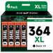 HP Cartouches couleur 364XL, 4 cartouches noir, compatible avec HP 364XL