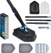 Set trois-en-un pour salle de bain : Brosse amovible à long manche (128 cm) - 4 brosses interchangeables - Rotatif à 180° - Ponceuse avec brosses en acier