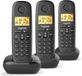 Gigaset Draadloze telefoon Basic 100 Trio, handsfree functie, verlicht display, 50 contacten, oproepblokkering, zwart