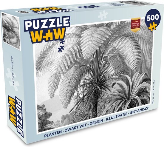 MuchoWow Puzzel Planten - Zwart wit - Design - Illustratie - Botanisch - Legpuzzel - Puzzel 500 stukjes - Sinterklaas cadeautjes - Sinterklaas voor grote kinderen