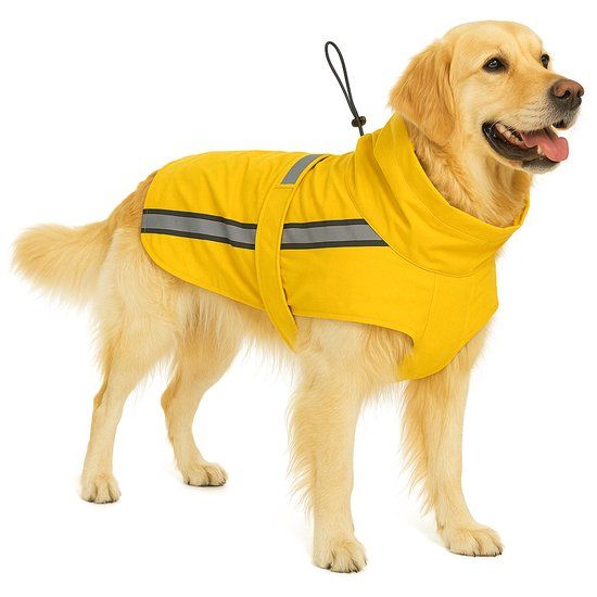 Flamingo Hondenjas – Regenjas hond – Waterdichte hondenregenjas met borst- en buikbedekking – Flamingo Regenjas Ciro Geel – 75 cm