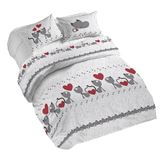 PENSIERI DELICATI Beddengoedset voor tweepersoonsbed, 100% katoen, dekbedovertrek 250 x 200 cm en 2 kussenslopen 52 x 82 cm, gemaakt in Italië, dekbedovertrek wasbaar op 40 °C, fantasie