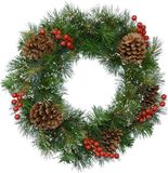 Everlands Kerstkrans/dennenkrans groen met versiering 50 cm