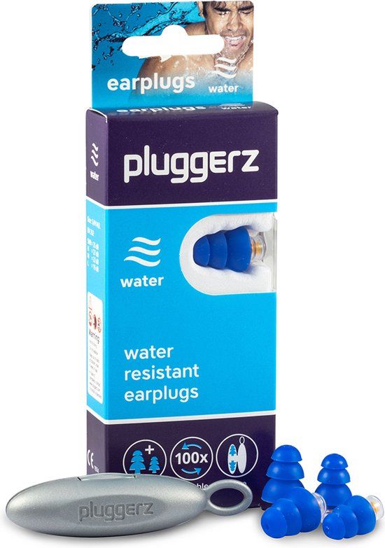 Pluggerz Water - Zwem oordoppen voor volwassenen/kind - Blauw - Small/Medium