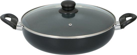 alpina Hapjespan - Ø28cm - met Glazen Deksel - Anti-Aanbaklaag - Alle Warmtebronnen