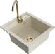 Mexen Vito granieten spoelbak 1-komers met keukenmengkraan Telma, beige