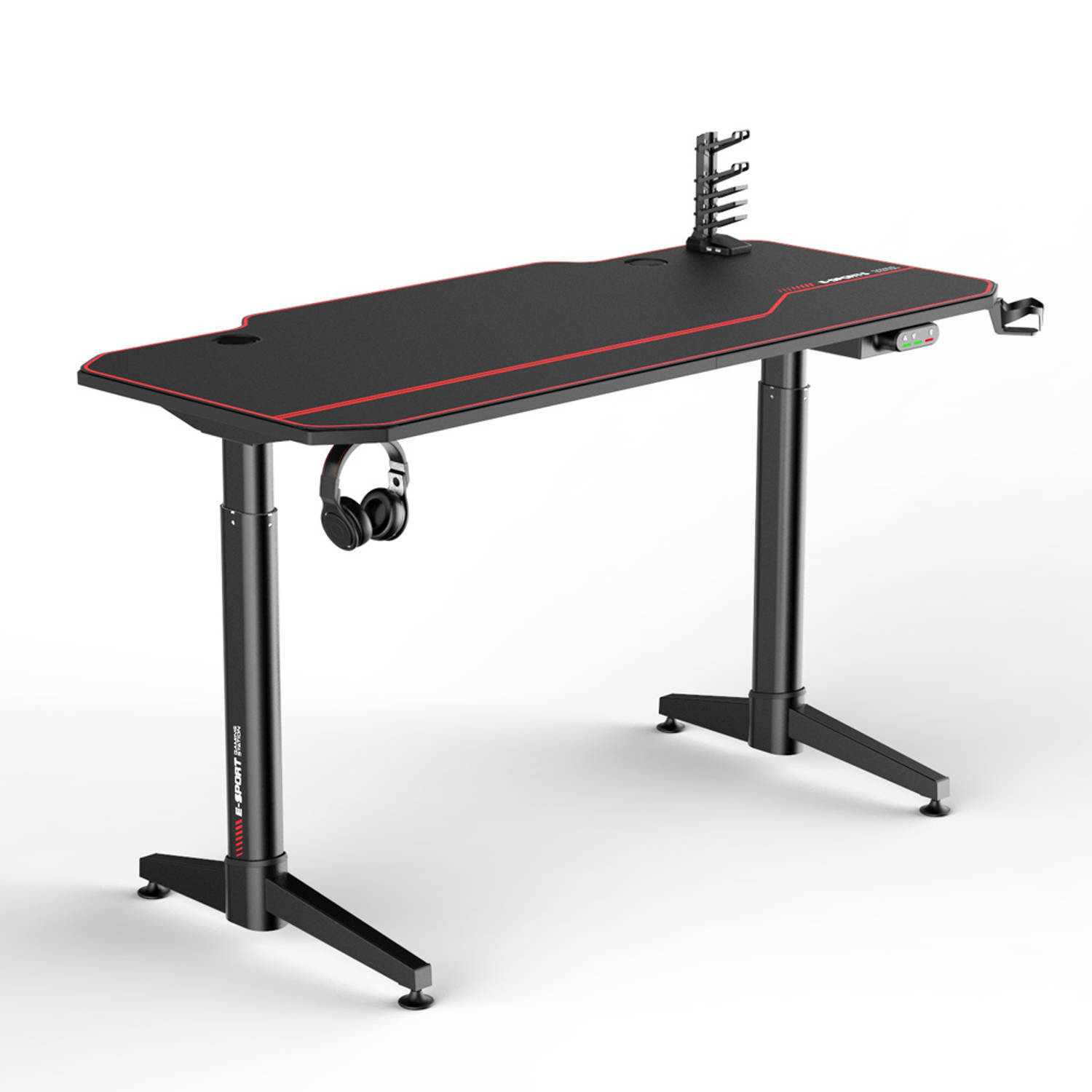 IVOL Gaming bureau Elektrisch verstelbaar 140x66cm - Zwart met Rood