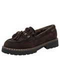 Tamaris dames leren slippers 1-24716-47-304 dames loafers met warme voering bruin