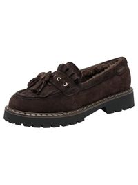 Tamaris dames leren slippers 1-24716-47-304 dames loafers met warme voering bruin