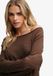Superdry Bardot Off-shoulder Top Dames Lange Mouwen Katoen Kastanjebruin met stippen