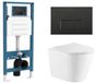 QeramiQ Dely Toiletset - inbouwreservoir Qeramiq Flush - slim zitting - metaal mat zwarte bedieningsplaat - rechthoekige knoppen - mat wit
