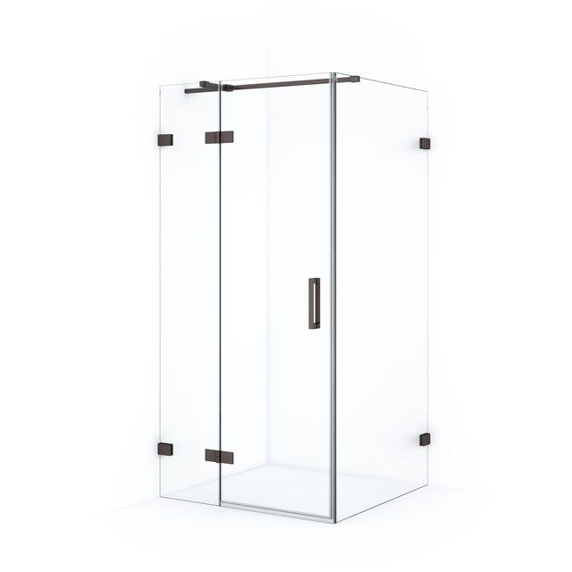 Maxaro Douchecabine Diamond 100x90cm 8mm Helder Veiligheidsglas Zwart Metaal met Draaideur