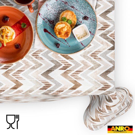 ANRO Tafelkleed Zigzag Bruin 280x140cm