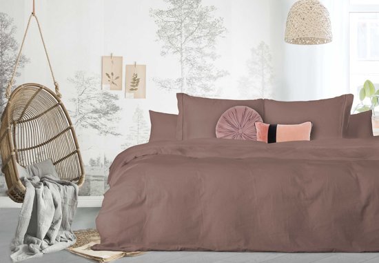 Elegance Dekbedovertrek - 140x200/220 - Uni Percal katoen - Met Bies - old pink