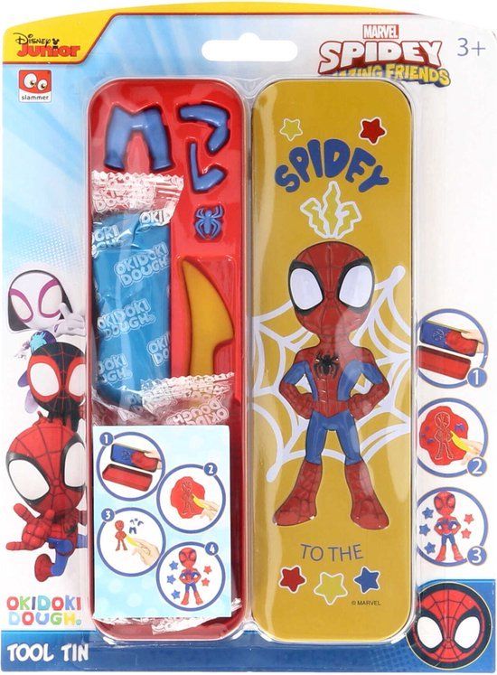 4KidsOnly Spiderman Okidoki Klei met bewaarblik 3D + accessoires