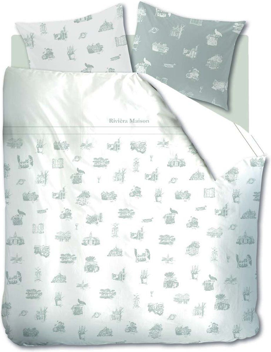 Riviera Maison Toile de Jouye - Dekbedovertrek - Eenpersoons - 140x200/220 cm - Licht Grijs
