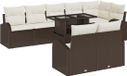 vidaXL Tuinbank Set 9 stuks Bruin en Crème Polyrattan