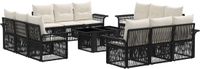 vidaXL - Tuinbank - Set - 2 zitplekken - Zwart - polyrattan