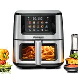 Rommelsbacher FRH 1850 Heteluchtfriteuse XXL, 7,5 liter, 10 programma's, 1570-1870 W, keramische PFAS-vrije anti-aanbaklaag, LED-touchscreen, kijkvenster met binnenverlichting