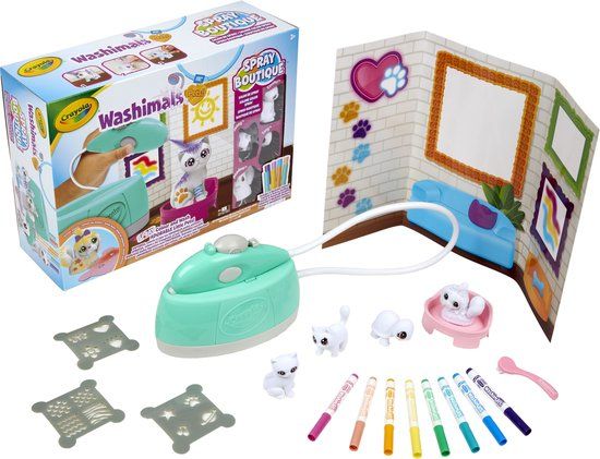 Crayola Washimals Pets - Hobbypakket - Set Spray Boutique met Airbrush en 4 Dieren