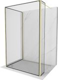 Mexen Kioto douchewand Walk-in 130 x 110 x 200 cm, transparant glas, geborsteld goud profiel