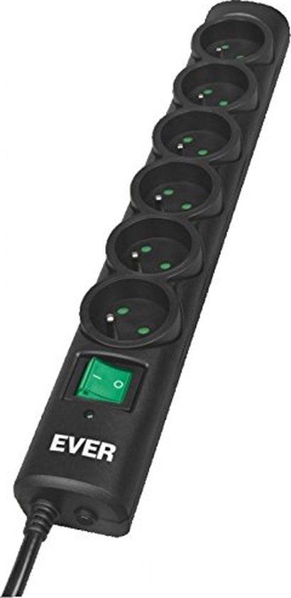 Ever Optima - 5m - 6 AC-uitgangen - 250 V - Zwart