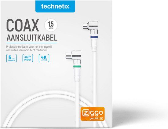 Technetix Coaxkabel - 1.5m - Wit - RLA++21 4G/LTE proof - 4K Ultra HD