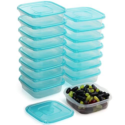FRESHLY CONTAINED Vierkant Plastic Voedsel Containers (16 Pak) - 710 ml BPA-Vrij Herbruikbare Opslag Dozen met Deksels - Magnetron, Diepvries en Vaatwasserbestendig - Luchtdichte Bakjes/ Lunchtrommels