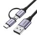 Ugreen US177 USB-kabel USB 2.0 1 m USB A naar USB C/Micro-USB B 0,48 Gbit/s Zwart, Grijs
