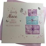 Wit White Cotton Cards Verjaardagskaart "To My Niece Have A Wonderful Birthday", handgemaakt
