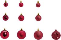 G. Wurm Kerstballen - set van 50 stuks - bordeauxrood - 3, 4, 6 cm - kunststof