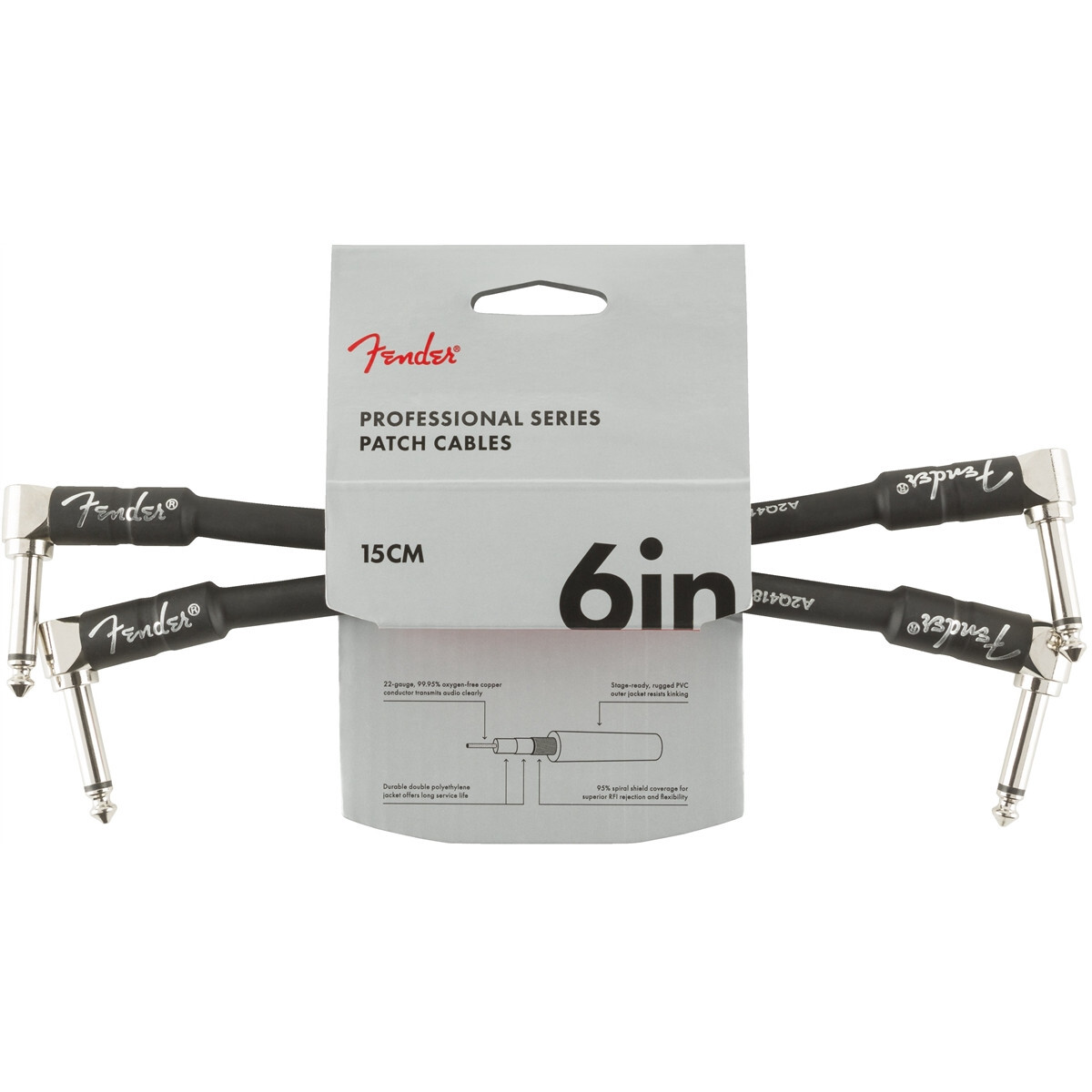 Fender Professional Series Black patchkabel 15 cm 2 stuks