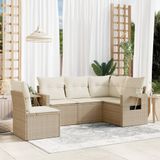 Maison Exclusive - Ensemble de meubles de jardin 5 pièces avec canapé et coussins, beige, en polyrotin