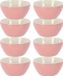 Excellent Houseware Bols à soupe/petits bols - 8x - Acapulco - porcelaine - D14 x H6.5 cm - rose clair