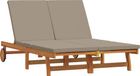 vidaXL Chaise longue acacia massif bois marron coussin inclus