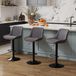 Ensemble de 3 tabourets, réglables en hauteur, pivotants à 360°, couleur gris foncé