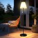 Lampadaire solaire, IP65, USB, dimmable, blanc chaud/RVB