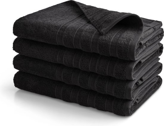 SeaShell luxor hotel handdoek - zwart - 4 stuks - 70x140cm