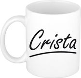 Bellatio Decorations Crista Naam koffiemok - beker - met sierlijke letters - wit