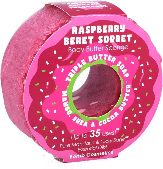 Bomb Cosmetics Raspberry Beret Sorbet Donut Body Buffer