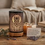 NONE 200 ml houten aromadiffuser met uilensnijwerk, ultrasone nevels, 7 kleuren LED-sfeerlicht, USB-aroma-luchtbevochtiger