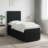 vidaXL Boxspringbed met matras, zwart, 90 x 190 cm, gestoffeerd