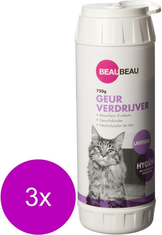 BEAU BEAU Beaubeau Kattenbak Geurverdrijver - Kattenbakreinigingsmiddelen - 3 x 750 g Lavendel